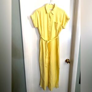 CALVIN KLEIN Linen Blend Button Down Maxi Shirt Dress new with out tags